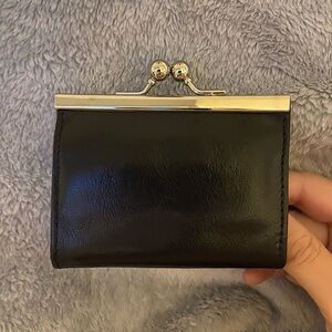 Abas Coin Purse Womens Small Black Leather Kiss Lock Accordion Card Wallet